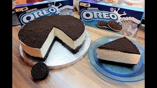 Tarta Oreo de queso SIN HORNO   Cheesecake de Oreo [upl. by Piane]