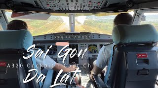 A320 Cockpit takeoff and landing Sai Gon  Da Lat [upl. by Naor]