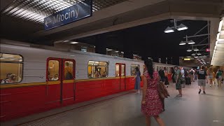 Poland Warsaw Metro ride from Centrum to Plac Wilsona [upl. by Semyaj604]