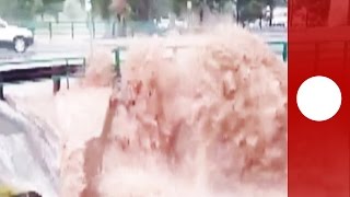 Flash floods caught on camera in Colorado Springs USA [upl. by Adeehsar]