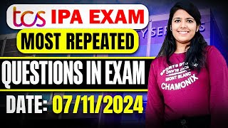 TCS ExploreIPA Exam Most Repeated Questions  TCS IPA Exam Complete Details [upl. by Vial334]