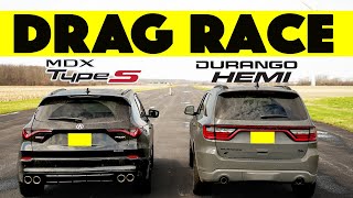 2024 Acura MDX Type S Races Dodge Durango Hemi humiliation follows Drag and Roll Race [upl. by Kolk972]