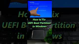 How Fix UEFI Boot Partition in Windows 💻 youtubeshorts shortsvideo shorts [upl. by Dinan]