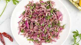 Easy Turkish Sumac Onions Recipe  Red Onion Salad [upl. by Atiral]