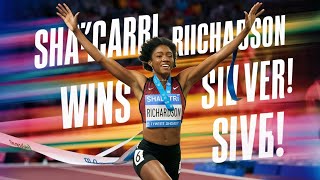 Paris Olympics 2024 shacarri richardson gets silver in 100meter parisolympics2024 trending [upl. by Baptlsta]