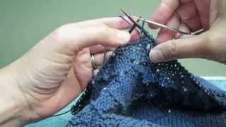 Adding beads to knitting with a crochet hook or Superfloss [upl. by Faunia]