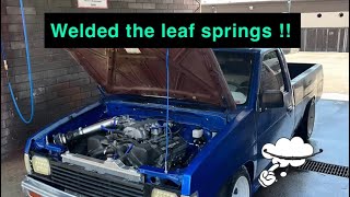 Nissan hardbody gets welded leaf springs  Way stiffer ride [upl. by Colier157]