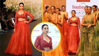 Gorgeous Karishma Kapoor Ramp Walk In Red Saree At Bombay Times Fashion Week 2024 💃 [upl. by Aihsekan]