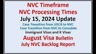 NVC Processing Times As of July 15 2024  August Visa Bulletin  July NVC Backlog Report [upl. by Schulz72]