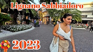 Lignano Sabbiadoro Italy  walking tour August 2023 [upl. by Ahaelam]