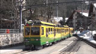 WAB Die Wengernalpbahn in Wengen im März 2015 [upl. by Allicerp445]