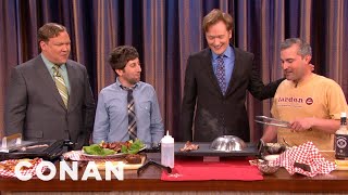 Jerry Crowleys Bacon Cooking Demo Feat Simon Helberg  CONAN on TBS [upl. by Onivla46]