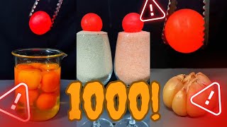 Glowing 1000 Degree Metal Balls Vs MAYONICE SAND EGGS and GARLIC Experiment [upl. by Nyra994]