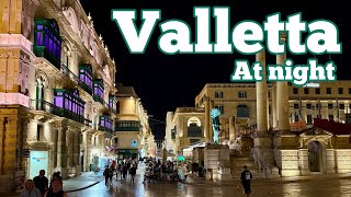 Malta at Night  16 minutes live walk in Valletta [upl. by Gilbye320]