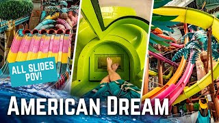 DreamWorks Water Park  All Waterslides POV  Americas Largest Indoor Waterpark [upl. by Telfore]