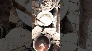 How we prepare millet breadugaliugandan fufuboil eggsbeeftripeokraGarden greensviralshorts [upl. by Nosnorb]