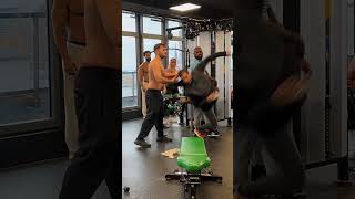 When Bro got your back at the gym🤯comedy funny fail mrsus patrox workout training chestday [upl. by Kcirredal]