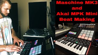 Maschine MK3  Akai MPK Mini  Beat Making  GrimeyBoom Bap Beat  Live track mutesscene changes [upl. by Aihsram]