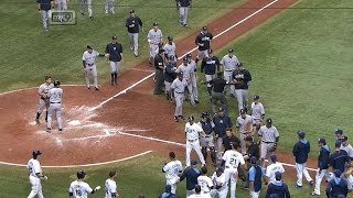 Benches clear after Yanks retaliate after HBP [upl. by Nairrad]