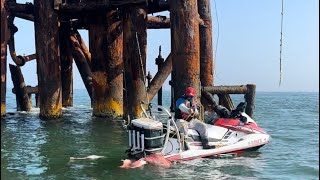 Jet ski fishing 101 A massive 23 pounder at 8 miles out Things u must get Texas arena [upl. by Shaff193]