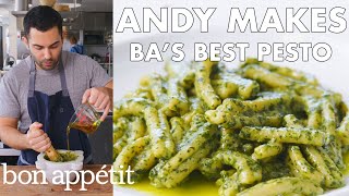 Andy Makes BAs Best Pesto  From the Test Kitchen  Bon Appétit [upl. by Yatnuhs]