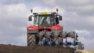 Massey 7618 Ploughing with a Overum Vari Flex Plus Plough [upl. by Ahsatel]