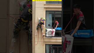 How expatriates install AC in highrise buildings।😱shortvideo amazingfacts [upl. by Asirb]