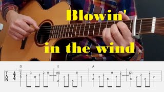 Blowin in the wind  Bob Dylan  Fingerstyle Guitar Tutorial with tabs and chords [upl. by Omoj]