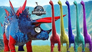 NEW EPİC Spiderman Stegoceratops VS TRex amp IRex VS Brachiosaurus Dinosaur Fighting Jurassic World [upl. by Leveridge]