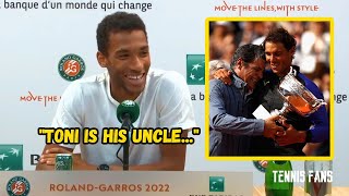 Felix AugerAliassime quotToni is the uncle of Rafael Nadalquot  Roland Garros 2022 HD [upl. by Palla]