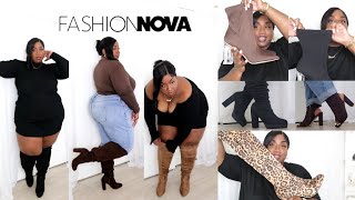 finally Finally FINALLY WIDE CALF Boots that actually fit wide calves Fashion Nova Curve Haul [upl. by Leiba]