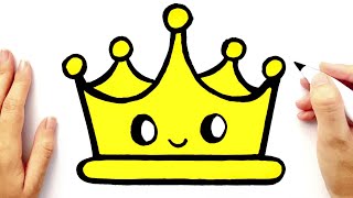 Drawing and coloring cute crown  how to draw a cute crown [upl. by Wetzell978]