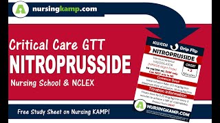 What is Nitroprusside Nipride Medications Nursing KAMPs ICU Gtt NCLEX 2020 [upl. by Nwahs721]