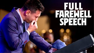 Leo Messi says goodbye to FC Barcelona full farewell speech [upl. by Licko]