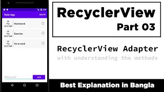 RecyclerView Project Part 03  RecyclerView Adapter [upl. by Lilia634]