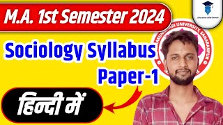 MA 1st semester sociology paper 1 syllabus in hindi  MA Sociology syllabus 1st sem 2024 in hindi [upl. by Magree619]