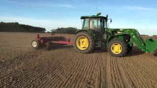 John Deere 5100M with 10ft Brillion Seeder planting Barenbrug E2 622 alfalfa and Grass mix [upl. by Gardner]