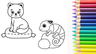 How to Draw a Animals Drawing Easy Step by step Color [upl. by Macy]