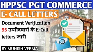 HPPSC PGT Commerce quotECall Lettersquot Issued  DOCUMENT VERIFICATION Schedule ✅ [upl. by Palm]