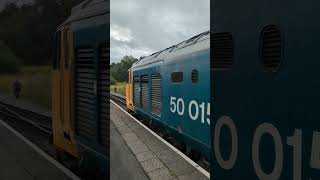 At Heywood on the East Lancashire Railway 50 015 is released from its train to runaround [upl. by Ssor429]