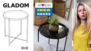 ArtResin IKEA Hacks  Gladom Table with Resin and Gold Leaf [upl. by Akire890]