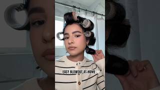 Velcro hair rollers  Easy bouncy curls blowout at home blowout hair hairstyle hairtutorial [upl. by Anuaf]