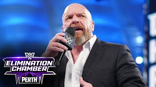 Triple H makes an appearance at Elimination Chamber WWE Elimination Chamber 2024 highlights [upl. by Becka]