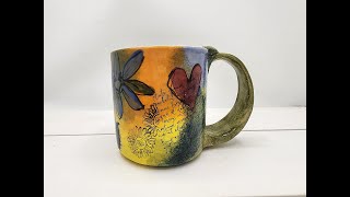 Watercolor Painting with Amaco Velvet Underglazes on Whimsical Doodle Style Mugs 011424 [upl. by Gerstner]