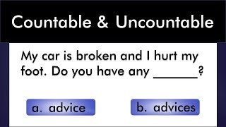 Countable VS Uncountable Nouns  Grammar Test [upl. by Eastlake]