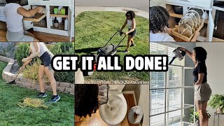 GETTING IT ALL DONE ✅ YARD MAINTENANCE  RUG SHAMPOO  ORGANIZE CABINETS  DECLUTTER  MORE [upl. by Abbi358]