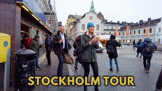 Stockholm Sweden Walking Tour  Winter 2023  4K 60FPS [upl. by Ninnette]