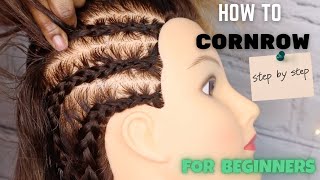 How to Cornrow for Beginners StepbyStep  Part 1 of Braiding Series [upl. by Rovert]