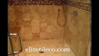 Limestone Travertine tile master Bathroom and showerstall [upl. by Enyad]