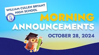 Bryant Morning Announcements Monday October 28 2024 [upl. by Arval148]